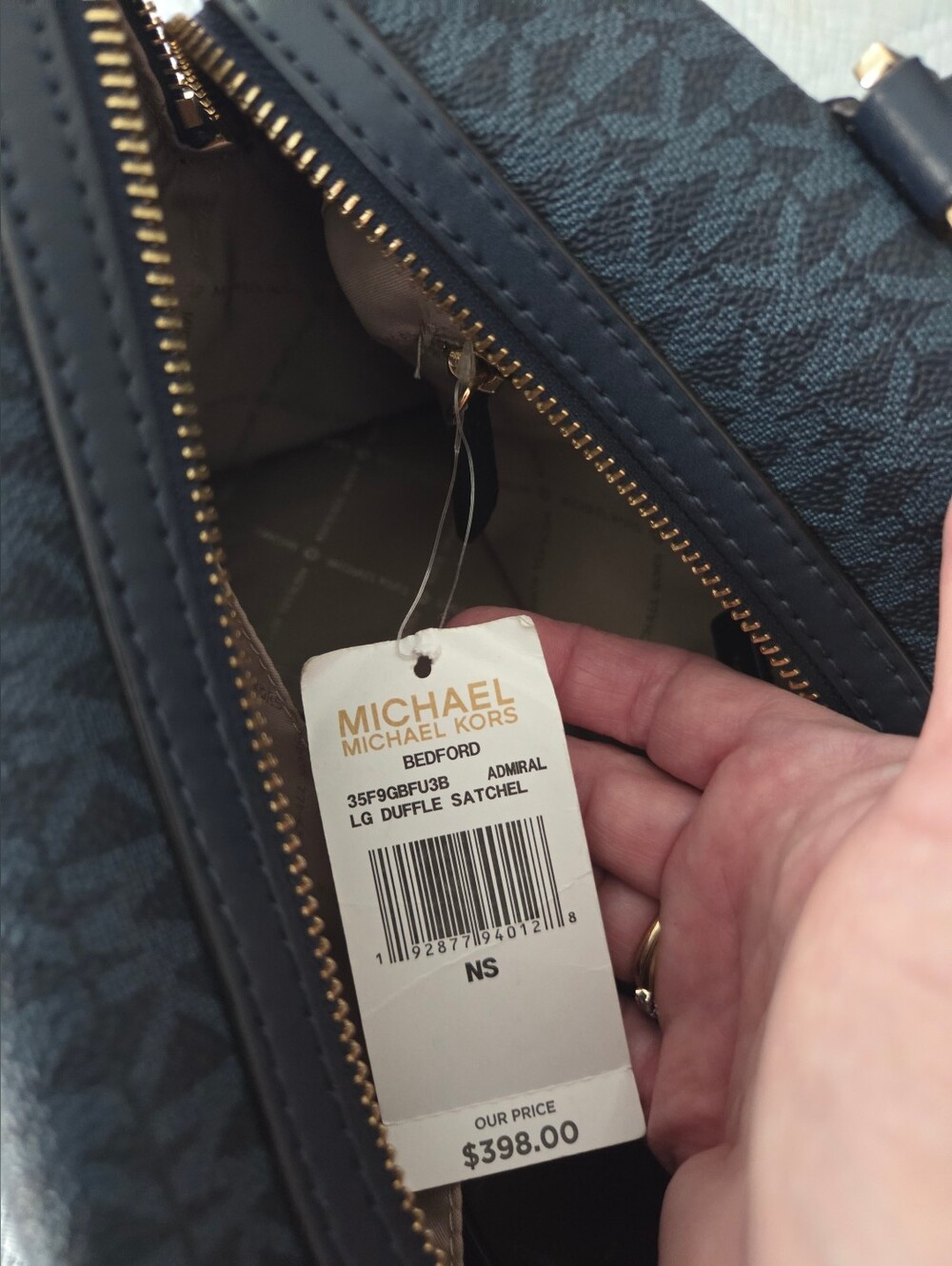 Michael Kors Bedford Duffle Satchel Admiral Navy Signature - Picture 9 of 9